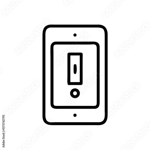 Simple outline icon of a wall-mounted light switch in rectangular frame. Symbolizes control, lighting, electricity or power toggling. Suitable for smart home apps, energy control dashboards, interface