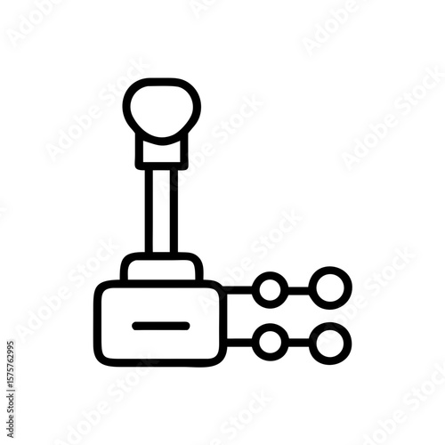 Simple line icon of a manual gear shifter. Suitable for car-related apps, driving simulators, or automotive learning tools. Represents driving control, manual shifting, and vehicle operation.