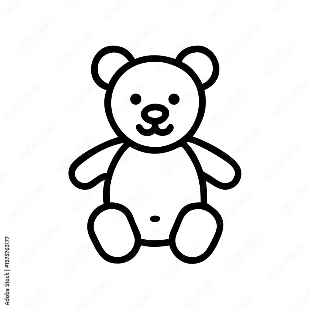 Fototapeta premium Cute line icon of a teddy bear. Great for parenting platforms, toy stores, and children’s content. The teddy bear icon symbolizes childhood, comfort, and emotional bonding for kids and families.