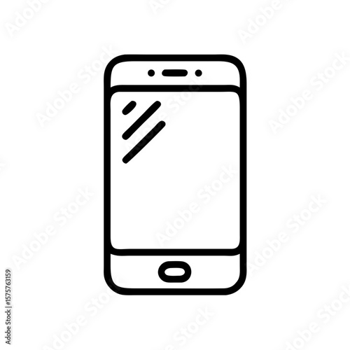 Simple line icon of a modern smartphone. Ideal for technology apps, mobile UI/UX design, or e-commerce platforms. The smartphone icon represents connectivity, communication, and modern lifestyle.