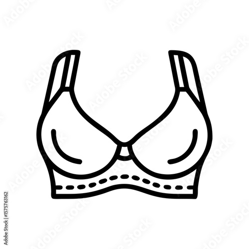 Line art icon of a women's bra. Perfect for lingerie shop UI, fashion app icons, ecommerce product tags, and minimalist branding.