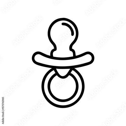 Minimalist line icon of a baby pacifier. Ideal for parenting apps, baby product branding, ecommerce marketplaces, or baby care UI.