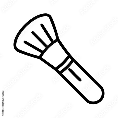 Outline icon of a makeup brush. Perfect for beauty apps, cosmetic websites, and fashion tutorials. The makeup brush icon highlights makeup tools, self-care, and beauty routines in modern styling.