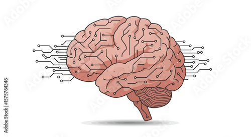 human brain vector illustration, AI concept