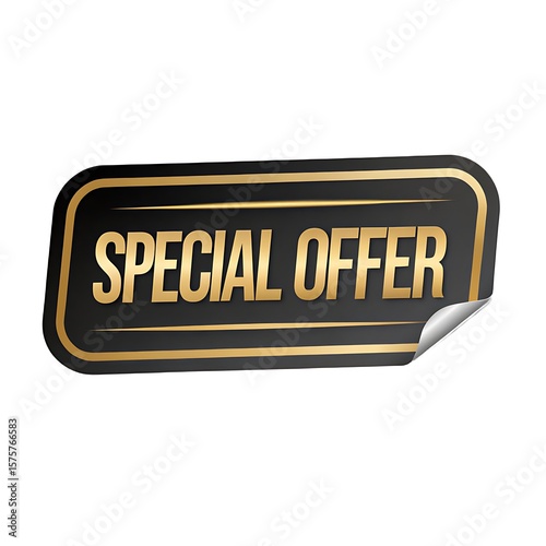 Elegant Special Offer Sticker Design with Gold Text and Black Background for Marketing Promotion