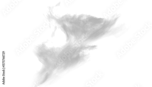 A single white cloud floats gently, isolated on transparent background, resembling smoke in the bright sky