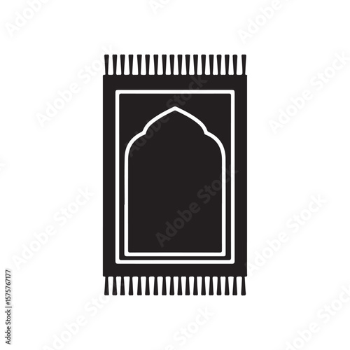 Islamic prayer mat icon or Muslim prayer rug icon silhouette vector flat illustration design on white background