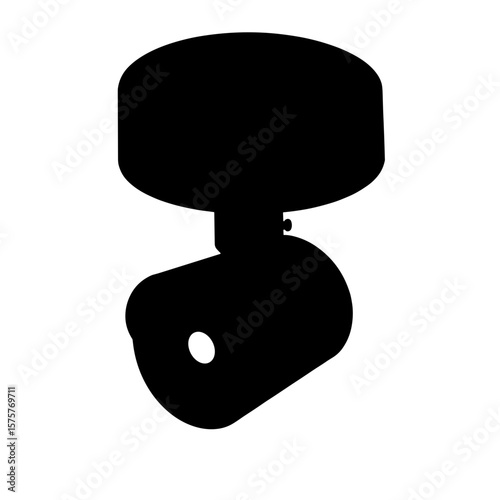 Silhouette of ceiling-mounted camera for security surveillance, office safety