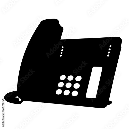 Silhouette of conference phone on white background, business communication device