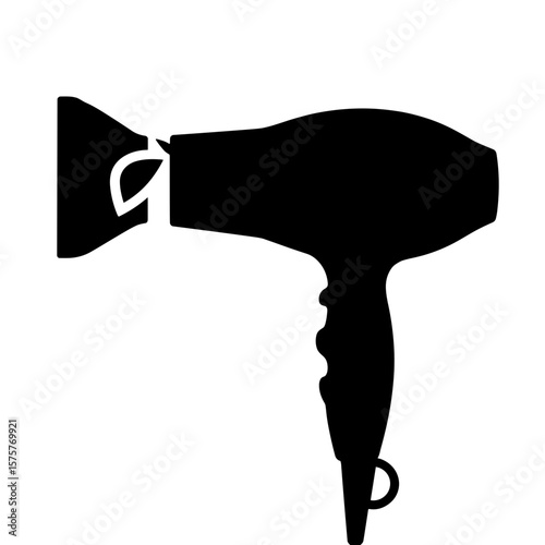 Silhouette of hairdryer with leaf symbol, eco-friendly styling technology