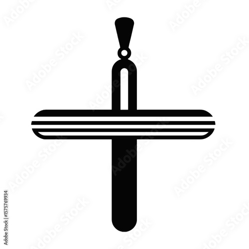 Black pendant silhouette with parallel grooves, minimalist jewelry design