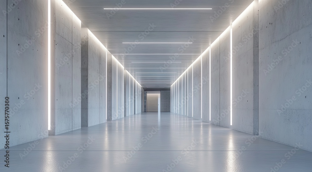 Fototapeta premium Empty concrete hallway with bright light