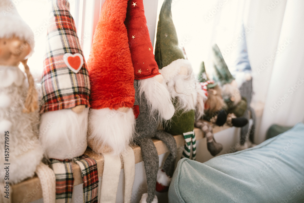 Obraz premium Festive Gnomes Decorate Interior for Cozy Holiday Vibes