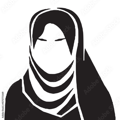 A islamic woman wearing a white dress elegant fashion illustration