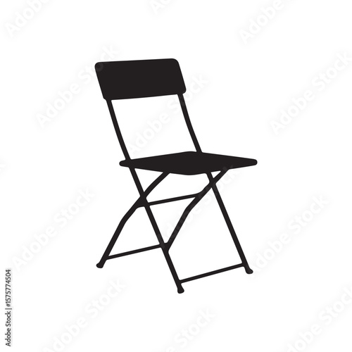 Metal folding chair silhouette vector flat illustration design on white background