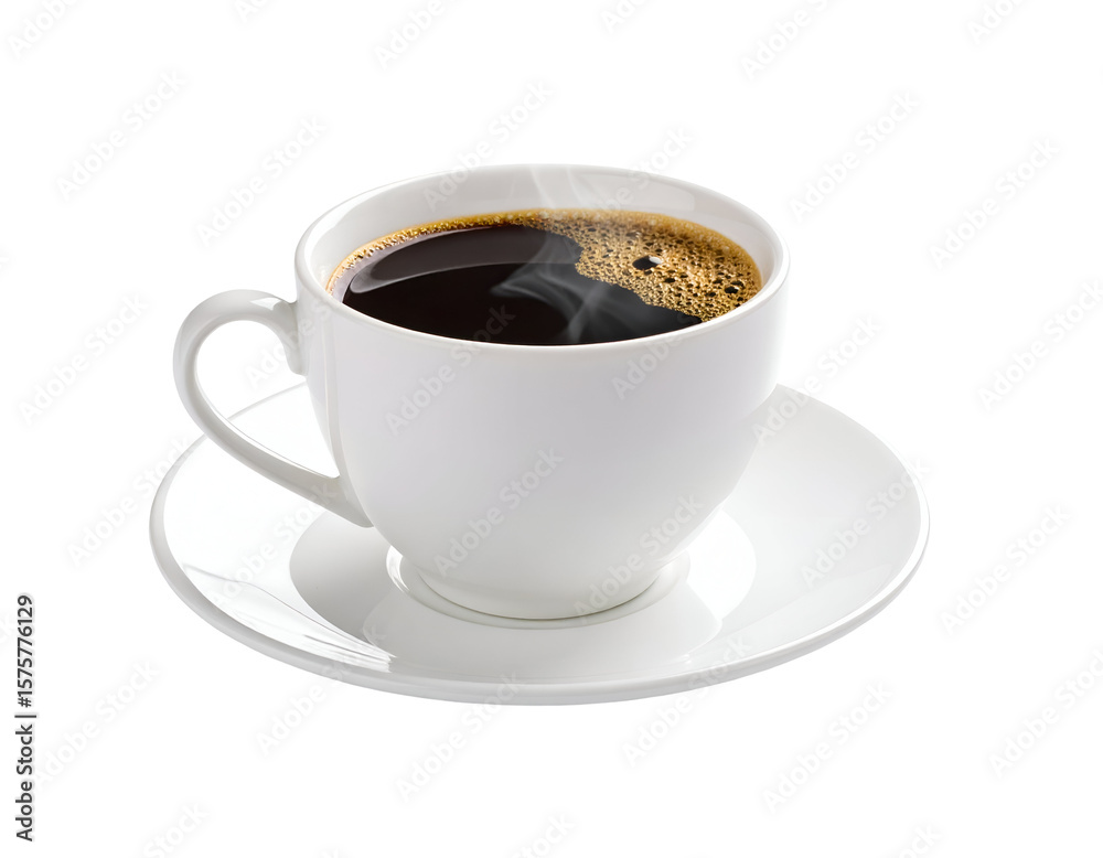 Steaming cup of black coffee isolated Steaming cup of black coffee isolated