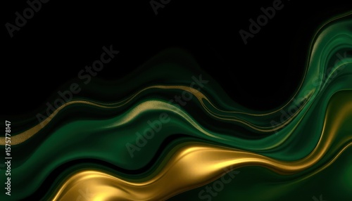Abstract swirling gold and green