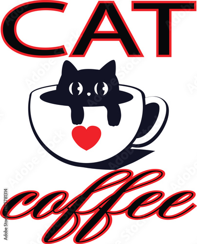 Cat loves coffee, Art & Illustration design 