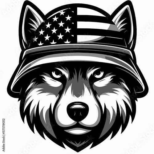 A Turkey wear american flag print soldier helmet. Independence Day 4th of July Patriotic Usa America Vector Clipart. Bird in star-spangled banner pattern army headgear patriot fowl avian.