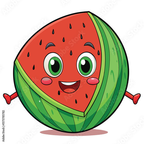 Cartoon slice of watermelon with a happy face