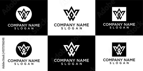 collection abstract letter W logo design. modern logotype W design with black color.