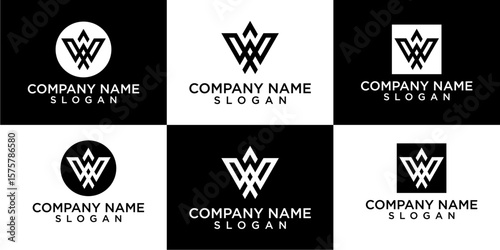 collection abstract letter W logo design. modern logotype W design with black color.