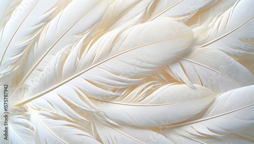 Soft white feathers with delicate details and a gentle texture