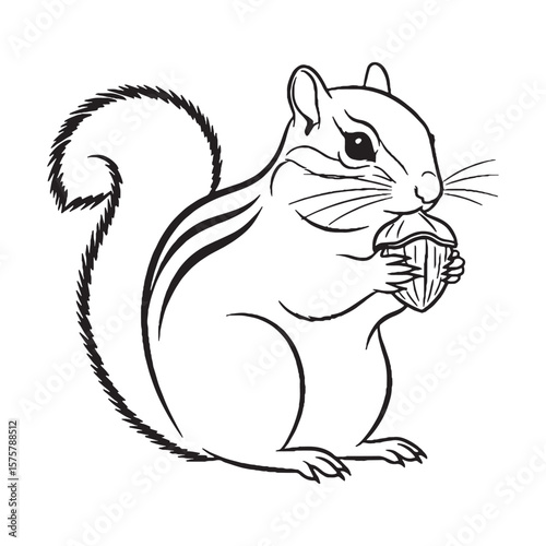 Download this Adorable Chipmunk Vector - built with cheerful Chipmunk Lineart for merchandise - a lovable Chipmunk Drawing - a strong Vector Lineart of Chipmunk for product design