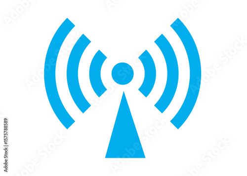 ブルーのWi-Fi ロゴ マーク アンテナのイラスト ピクトグラム