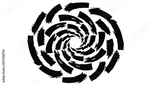 Abstract vortex created with brush strokes in a circular motion on a white background design element