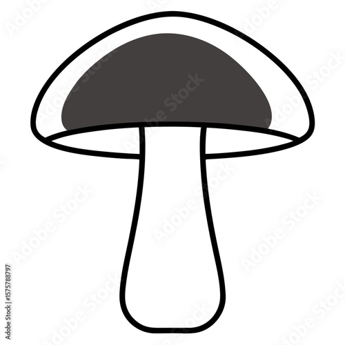 A single white mushroom centered on a light gray background, soft even lighting, clean and modern monochromatic palette.

