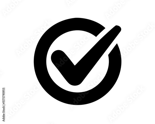 Bold checkmark inside circle silhouette design for approval or validation