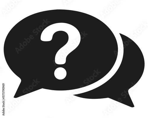 Simple silhouette design of a question mark inside speech bubbles concept