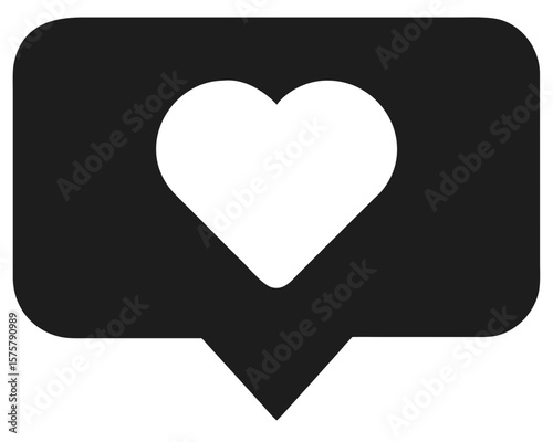 Black heart like button silhouette design representing social media engagement