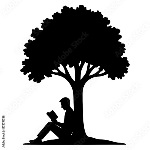 Black silhouette of a tree in the park against a beautiful summer sky landscape