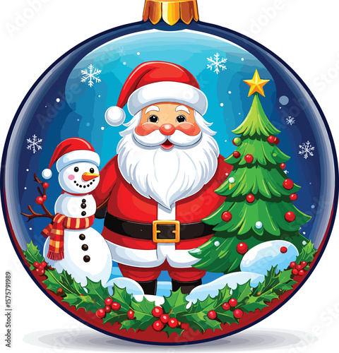 santa claus and snowman globe