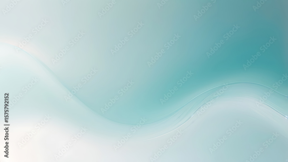 Fototapeta premium Abstract background with a smooth, flowing teal and white wave design, ai