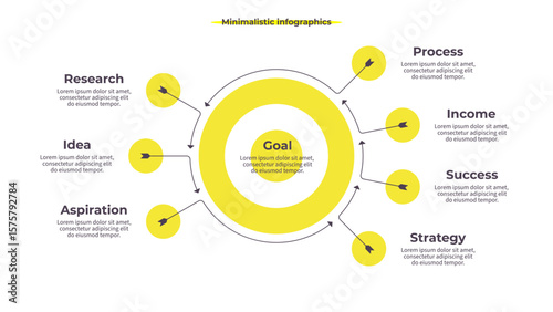 Business infographic template. Target chart with seven options, steps. Vector chart.
