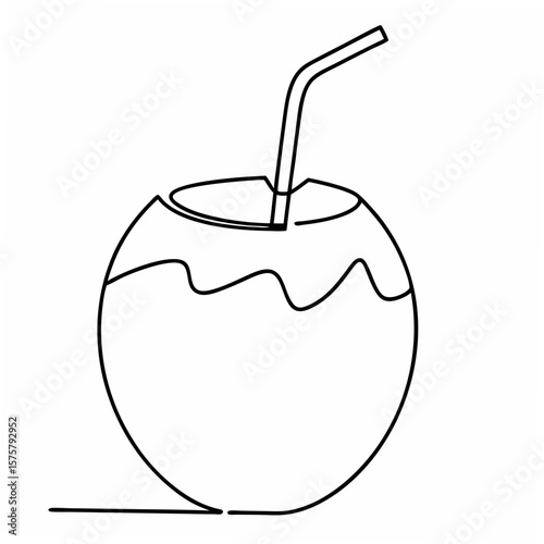 Coconut drink with straw beverage tropical