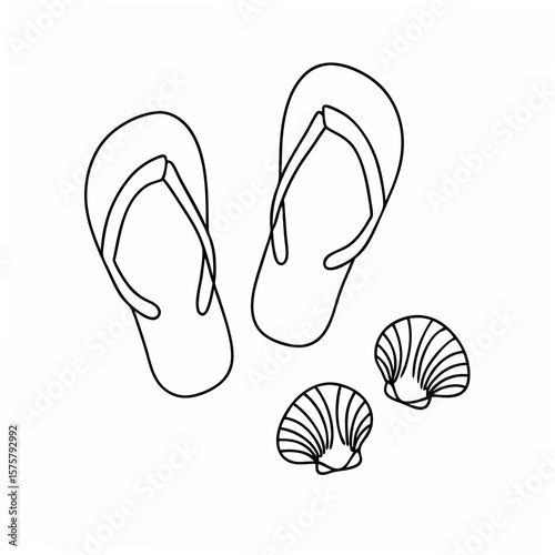 Flip flops and seashells summer beach