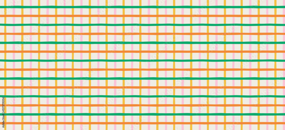 Retro, vintage hand drawn abstract patterned background. French, Italian style patterns with strips, checkered and plaid vector pattern