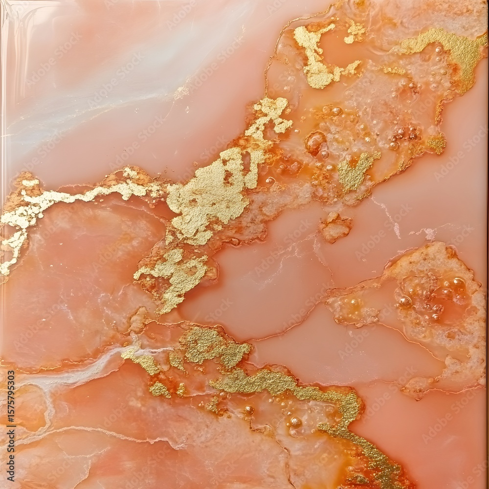 Fototapeta premium Abstract Peach Gold Resin Art Painting Texture Background