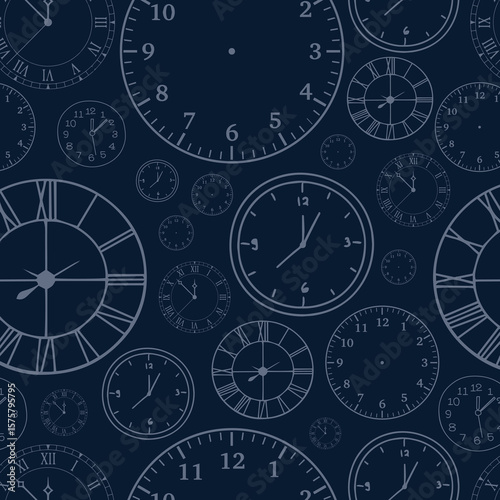 Stylish beautiful clock vector pattern. Time, watch, schedule, business, management, plan, work and urgency concept. Vector illustration	