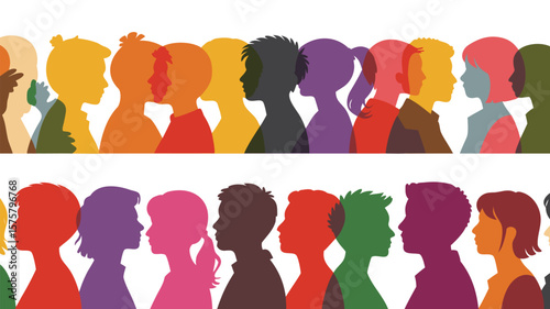 Colorful Silhouettes of Diverse People A Illustration Representing Unity and Community