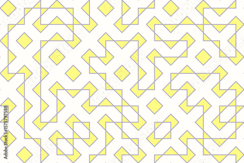 Modern seamless vector pattern with geometric maze-inspired lines, bright colors. Ideal for contemporary textiles, wallpapers, packaging, and backgrounds in digital banners or print projects.
