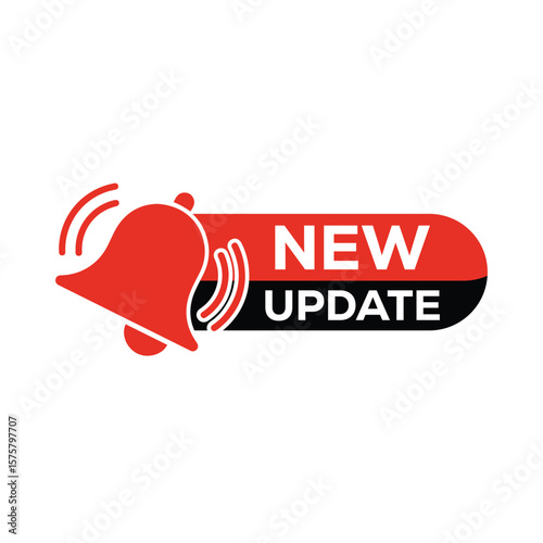 New Update Alert Icon – Red Notification Bell Label for Web & App UI Design