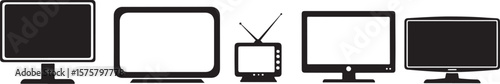 Diverse display screens and television sets monitor vintage