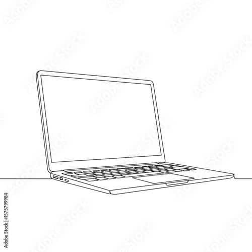 Minimalist laptop graphic offers a clean outline style for technology themes, perfect for use in web design, user interface elements, or simple brand icons.