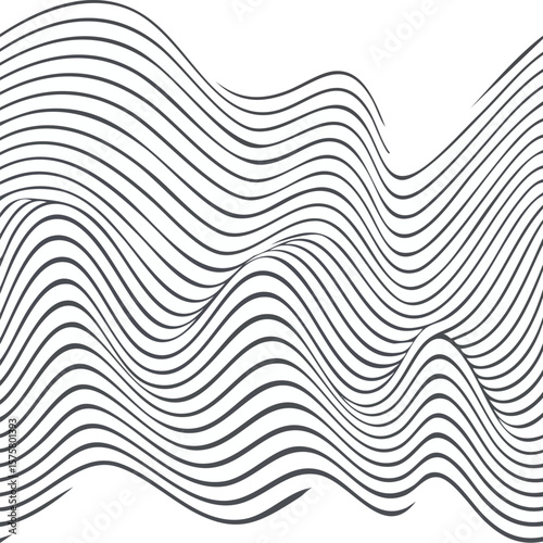 Seamless pattern of flowing wavy lines with dynamic curves, optical illusion look