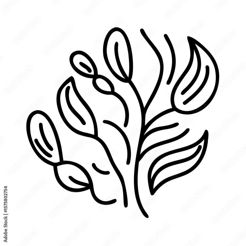 Obraz premium Botanical line art: A delicate black-and-white illustration, showcasing the minimalist beauty of nature, capturing intricate botanical details.